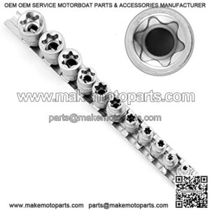 11 Pc Female E Torx Star Socket Set/Rail, Female External Star Socket Set E4 - E20 Torque Socket Set