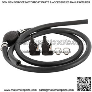 Fuel Line Assembly 3/8" Inner Dia 5/8" Outer Dia Universal Fuel Line with Primer Bulb Steel Hose Clamps for Outboard Marine Boat Motor (With Fittings)