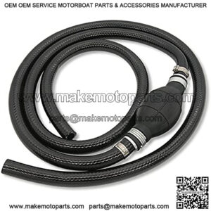 Fuel Line Assembly, Outboard Motor Inner Diameter 3/8inch Outer 5/8inch Dia Hose Marine Boat RVs Assembly with Primer Bulb Steel Clamps
