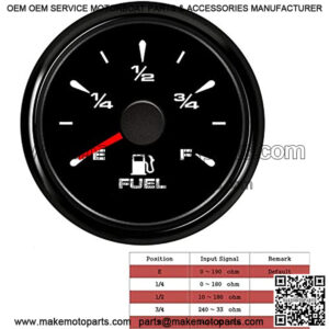 52mm Marine Fuel Gauge 240-33ohm Boat Fuel Gauge 0-190ohm 0-180ohm Signal Adjustable Waterproof Fuel Gas Tank Gauge Lever Meters E-F with 7 Colors Backlight for Motorcycle Boat Car Truck 9-32V