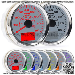 85MM Boat GPS Speedometer Odometer Waterproof 0-80 MPH 0-120 Km/h Digital GPS Speed Odometer Gauge for Motorcycle Car Truck with GPS Speed Sensor 7 Colors Backlight Marine Speedometer 9-32V