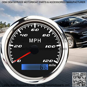 85MM MPH Speedometer Gauge 0-120MPH Boat GPS Speedometer Waterproof Marine GPS Gauge Speed Odometer for Car Truck Motorcycle with Red Backlight Replacement Speedometer 12V/24V
