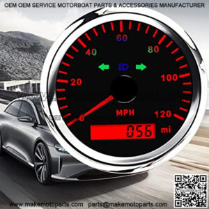 Boat GPS Speedometer Gauge Waterproof 0-120MPH Speed Odometer Digital Marine MPH Speedometer for Car Truck Motorcycle Universal Boat Speedometer with GPS Antenna 9-32V 85MM