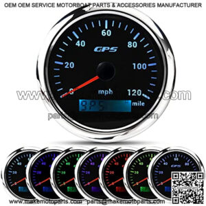 GPS Speedometer 7 Colors 85mm 3-3/8" 0-120 MPH Car Speedometer Gauge GPS Antenna for Car Motorcycle Boat Marine Truck (Black)