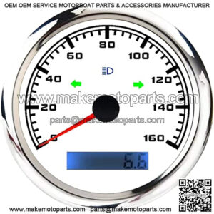 MOTOR METER RACING GPS Speedometer Odometer Waterproof for Boat Car Truck Motorcycle with LED Backlight Headlight Turn Signal High Beam 160 Mph White Dial 12V 3-3/8" 85mm