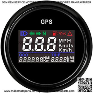 Car GPS Speedometer LCD Speed Meter Gauge Odometer Adjustable Mileage Trip Counter for Boat Marine RV Truck Motorcycle Universal 52mm