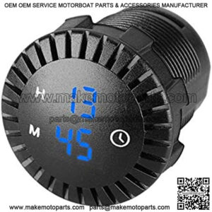 Car LED Digital Clock,12V/24V Waterproof Time Display Round Clock Panel with Touch Control Digital Clock Meter for Car Motorcycle,Blue Light