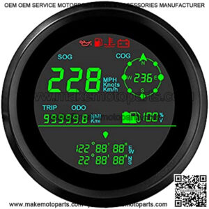 GPS Speedometer Odometer 0-299KM/H Knots MPH Mileage Adjustable Overspeed Alarm Fuel Level Meter Voltmeter for Boat Car Truck Motorcycle 85MM (Black+Black)