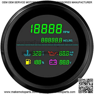 6 in 1 Adjustable Multifunctional Gauge Tachometer Fuel Level Water Temp Oil Pressure Hour Voltmeter 85mm Dimension for Boat Car Motorcycle (Black+Black)