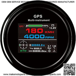85mm LCD 0-999KM/H MPH Knots GPS Speedometer Odometer Trip Tachometer Hours for Boat Truck Car with Fuel Gauge Voltmeter Water Temp Oil Pressure Compass (Black+Black)