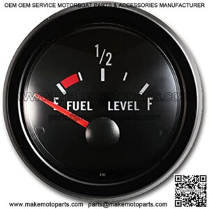 MOTOR METER RACING Electronic Universal Fuel Level Gauge - Convex Lens - Black Dial - Black Bezel - 240-33ohm - for Gas & Diesel Vehicle, Yacht, Marine, Boat, Truck, Car - 2-1/16" 52mm