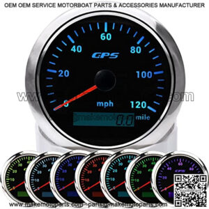 85mm 3-3/8"GPS Speedometer Gauge 0-120MPH Boat MPH Speedometer Waterproof Marine Speed Odometer LCD Indicators with 7 Colors Backlight fit for Car Truck Motorcycle 9-32V