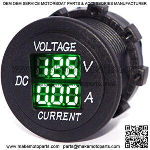 Digital Multimeter Current Tester & Voltage Tester for Boat Marine Vehicle Motorcycle Truck ATV UTV Car Camper LED Round Panel(Green LED)