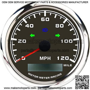MOTOR METER RACING W Pro GPS Speedometer Odometer Waterproof for Car Boat Motorcycle Black with Turn Signal High Beam 120 Mph White LED GPS Sensor Included