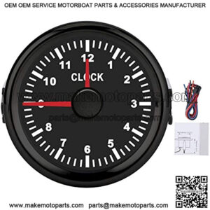 Round Hour Meter Gauge 2inch Universal Clock Gauge Instrument 0 12 Hourmeter Red Backlight 12V/24V for Car Boat Yacht Motorcycle(#1)