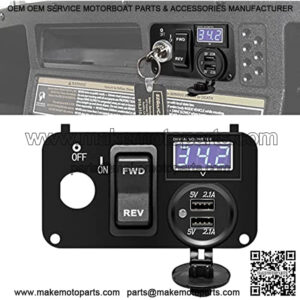 3 in 1 Multifunctional Integrated Panel with DC 12V-90V 4.2A Dual USB Charger Sockets, LED Wide Range Voltmeter & Forward Reverse Switch, Golf Cart Accessories for EZGO TXT, PDS & Medalist