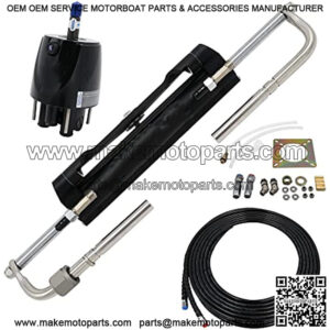 Marine Boat 150HP Hydraulic Outboard Steering System Kit with Hydraulic Cylinder, Helm Pump and 26 Feet Hydraulic Steering Hose