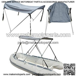 DoCred Foldable Bimini Top Boat Cover Canopy Cover 2Bow Bimini Top(63" L 39????-55???? W 43.3" H) Suitable for Boats of 3.2-4.5 FT