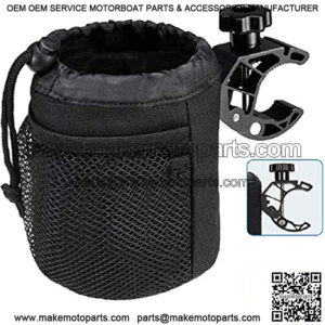 kemimoto Motorcycle Cup Holder, Oxford Fabric Drink Cup Can Holder with Drain and Alligator Clamp, Bar Cup Holder for Motorcycle, ATV, Scooter, Marine Boat, Kayak, Bike, Wheelchair, Walker, Golf Cart