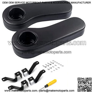 Golf Cart Armrest with Cup Holder, Add Conjoined Support, Sturdy Without Tilting, No Drilling, for Club Car EzGo Yamaha Rear Seat Kit