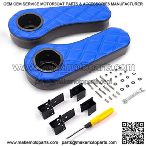 Golf Cart Diamond Flip Armrest with Cup Holder, No Drilling Required, Golf Cart Folding Hinged Armrest, Inward Mount, for Club Car EzGo Yamaha Back Seat Kit