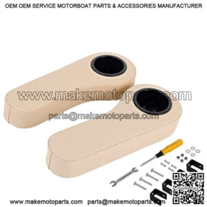 Golf Cart Armrest with Cup Holder for Rear Seat Kit for Club Car EZGO Yamaha No Drilling Required Kits Include - Black/Beige/Gray