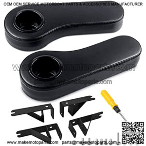 Golf Cart Armrest with Cup Holder for Club Car EZGO Yamaha Rear Seat 1-Inch Square Tube Handrail, Upgrade Support Frame/No Drilling Required/Prevent Tilting/Better Load Bearing