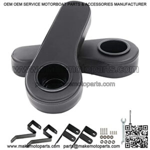Golf Cart Armrest with Cup Holder, Golf Cart Rear Seat Cup Holder, Compatible with EZGO/Club Car/Yamaha, No Drilling, Sturdy Brackets and Assembly Tools