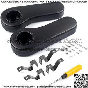 Golf Cart Armrest with Cup Holder Stainless Steel Support Frame No Drilling for Club Car EzGo Yamaha Rear Seat Kit
