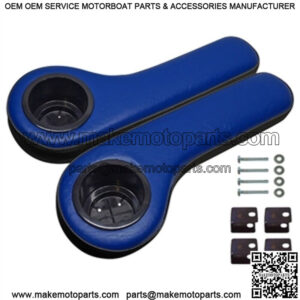 Padded Rear Seat Armrest with Cup Holder - Black/Blue - for Golf Cart