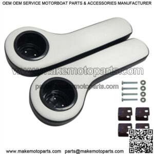 Padded Rear Seat Armrest with Cup Holder - Black/White - for Golf Cart