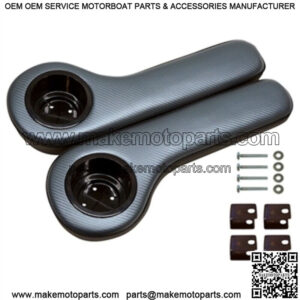 Padded Rear Seat Armrest with Cup Holder - Black/Grey - for Golf Cart