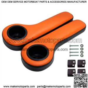 Padded Rear Seat Armrest with Cup Holder - Orange/Black - for Golf Cart