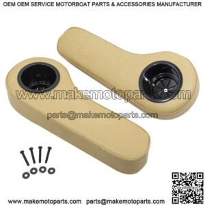 Universal Golf Cart Rear Seat Arm Rest Cushion with Cup Holder - Tan