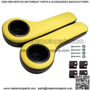 Padded Rear Seat Armrest with Cup Holder - Black/Yellow - for Golf Cart