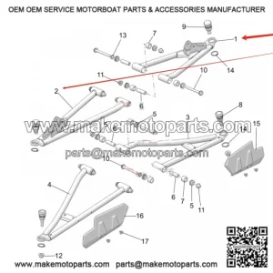 1025575-458 - MATTE BLACK FRONT LEFT UPPER A-ARM for Polaris Crew XD Size Pro Gas Models
