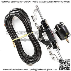 ZA0350V2 Boat Hydraulic Outboard Steering Kit with Helm Pump, Compact Cylinder, Tubing for Engines up to 350HP