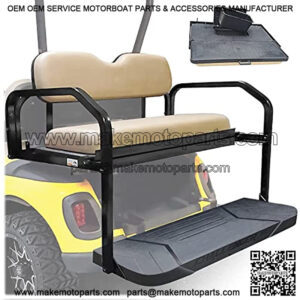 EZGO RXV Golf Cart Rear Seat Kit ?C for years 2008-up ?C Challenger HD 1.25" Frame Flip Up Cargo Back Seats Cushions Accessories Parts with Struts (Sandstone)