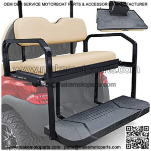 Club Car Precedent Golf Cart Rear Seat Kit ?C For Onward and Tempo ?C Challenger HD 1.25?? Frame Flip Up Cargo Back Seats Cushions Accessories Parts with Struts (Buff Tan)