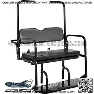 Golf Cart Rear Seat, Club Car Rear Seat for 2004-2018 Club Car Precedent, Heavy Duty Golf Cart Back Seat 1102 lbs Capacity, Black Steel Golf Cart Flip Folding Rear Back Seat Kit w/Roof Support