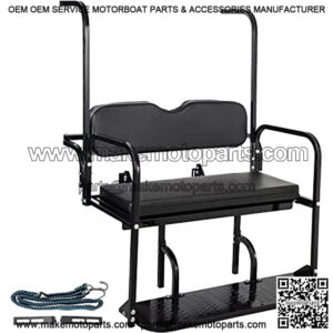 Golf Cart Rear Seat, Club Car Rear Seat for Club Car DS 2000-2013, Heavy Duty Golf Cart Back Seat 1102 lbs Capacity, Black Steel Frame Golf Cart Flip Folding Rear Back Seat Kit w/Roof Support
