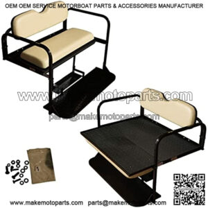 Performance Plus Carts Club Car Precedent Golf Cart Flip Folding Rear Back Seat Kit - Buff Cushions