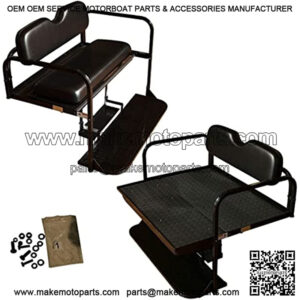 Performance Plus Carts EZGO RXV Golf Cart Flip Folding Rear Back Seat Kit - Black Cushions
