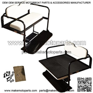Performance Plus Carts EZGO TXT Golf Cart Flip Folding Rear Back Seat Kit - Oyster White Cushions