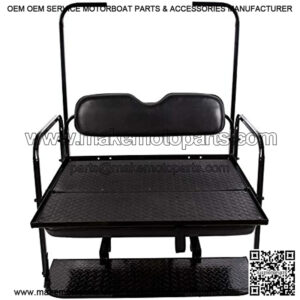 Flip Folding Rear Back Seat Kit Compatible with EZGO TXT Golf Cart | Black Cushions | 1995 & Up - You Will Receive (2) Packages