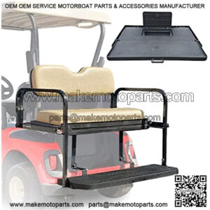 ProFormX Challenger SE Golf Cart Rear Seat EzGo RXV (2008 up) Back Seat Flip Kit with Sandstone (Beige) Cushions for The Backseat - Comes with Industry Leading 2-Year Limited Warranty.