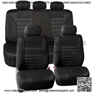 FH Group Car Seat Covers Full Set Black 3D Air Mesh - Universal Fit, Automotive Seat Covers, Low Back Seat Cover, Airbag Compatible, Split Bench Rear Seat, Washable Car Seat Cover for SUV, Sedan
