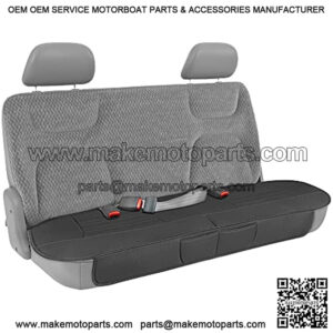 Motor Trend Black Faux Leather Rear Bench Car Seat Cover, Padded Bench Car Seat Protector, Premium Interior Cover with Storage Pockets, Back Seat Cover for Cars Trucks SUV Auto