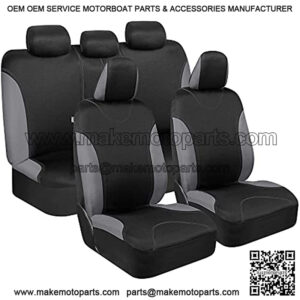 UltraSleek Gray Seat Covers for Cars Full Set, Two-Tone Front Seat Covers with Matching Back Seat Cover, Stylish Car Seat Protectors with Split Bench Design, Automotive Interior Covers