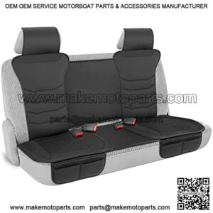 Motor Trend LuxeFit Black Faux Leather Rear Bench Car Seat Cover ?C Premium Automotive Back Seat Cover for Cars, Padded Car Seat Cushion with Pockets, Adjustable Interior Car Seat Protector
